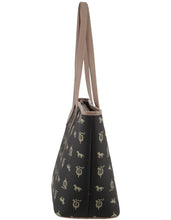 Load image into Gallery viewer, Canvas Print Leather Trim Tote Bag in Black