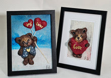 Load image into Gallery viewer, Valentine's Day Original Paper Mache 'Love' Heart Bear Art Frame