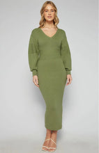 Load image into Gallery viewer, Bubble Sleeve Knit Midi Dress
