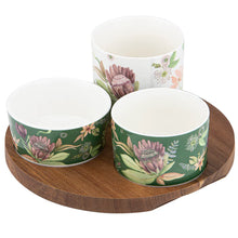 Load image into Gallery viewer, Hand painted floral design 4pc Round Assorted Bowl & Tray Set