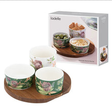 Load image into Gallery viewer, Hand painted floral design 4pc Round Assorted Bowl & Tray Set