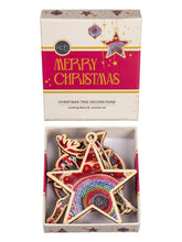 Load image into Gallery viewer, Aboriginal Looking Back 4Pack Christmas Decorations