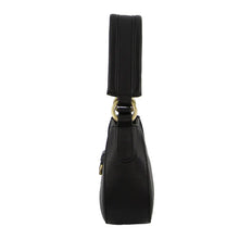 Load image into Gallery viewer, PIERRE CARDIN LADIES LEATHER FLAP OVER BAG - BLACK