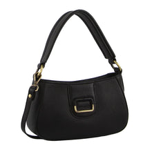 Load image into Gallery viewer, PIERRE CARDIN LADIES LEATHER FLAP OVER BAG - BLACK