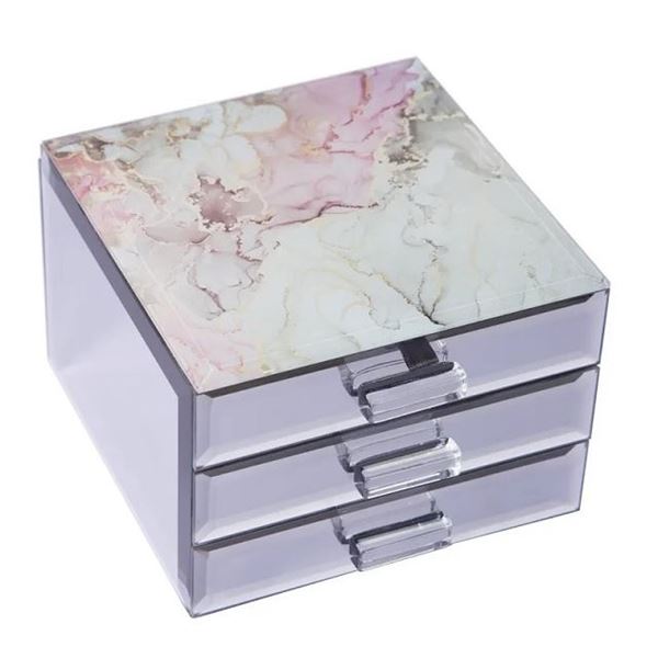 Glass mirror patterned jewellery box