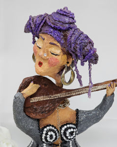 Paper mache Musician Woman Home Decor Sculpture Art