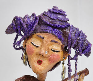 Paper mache Musician Woman Home Decor Sculpture Art