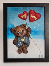 Load image into Gallery viewer, Valentine&#39;s Day Original Paper Mache &#39;My Love&#39; Heart Bear Art Frame
