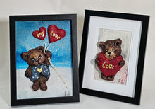 Load image into Gallery viewer, Valentine&#39;s Day Original Paper Mache &#39;Love&#39; Heart Bear Art Frame
