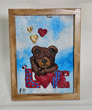 Load image into Gallery viewer, Valentine&#39;s Day Original Paper Mache&#39; in Love&#39; Heart Bear Art Frame.
