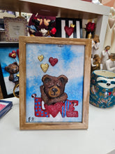 Load image into Gallery viewer, Valentine&#39;s Day Original Paper Mache&#39; in Love&#39; Heart Bear Art Frame.
