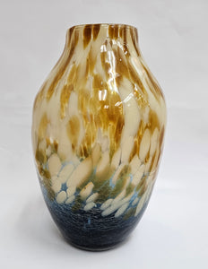 Amber White Blue Sheridan Mottled Glass Vase