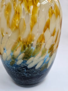 Amber White Blue Sheridan Mottled Glass Vase