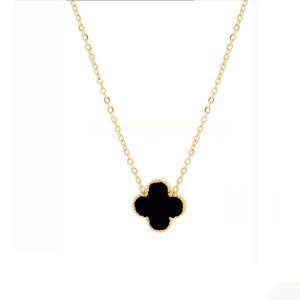 Stainless Steel Clover Necklace Black