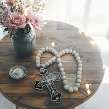 Load image into Gallery viewer, Handcrafted Cross with Beaded ‘Necklace’ 13x2x65cm
