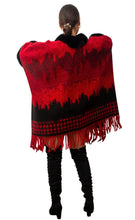 Load image into Gallery viewer, Black Abstract Wool Blend poncho
