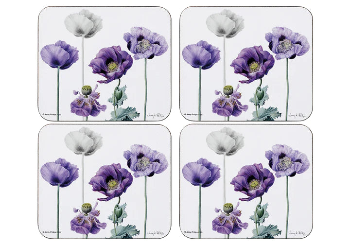 Purple Poppies AWM 4pk Coaster