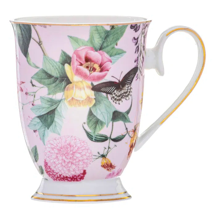 Romantic Garden Pink Footed Mug