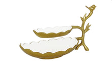Load image into Gallery viewer, Decoratin Gold Leaf And Bird Double Dish
