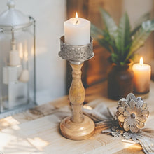 Load image into Gallery viewer, Handcrafted Punched Flower Pillar Candleholder
