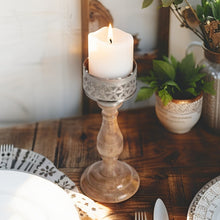 Load image into Gallery viewer, Handcrafted Punched Flower Pillar Candleholder
