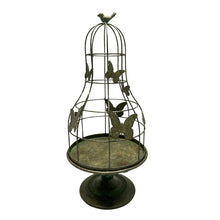 Load image into Gallery viewer, Distressed Green Footed Cloche w/Butterflies / candle holder
