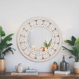 Ornate Carved Bold-Frame Wall Mirror