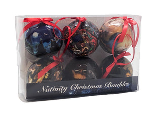 CHRISTMAS BAUBLE WITH NATIVITY SET OF 6 BAUBLE