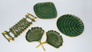 Rectangular Green Leaf Platter 14"