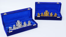 Load image into Gallery viewer, Decoratin Ganesh Musician Set in Velvet Box 11&quot; (Gold/Silver)

