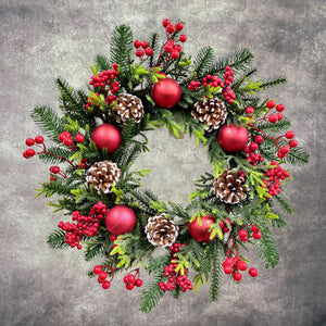 Wreath with Pine Cones, Berries and Baubles