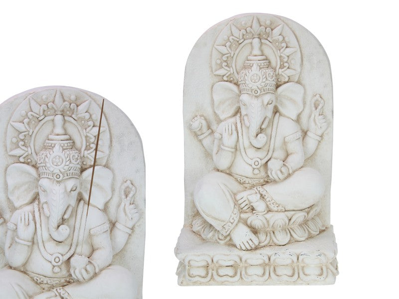 Cream Ganesh on Plaque Incense Holder