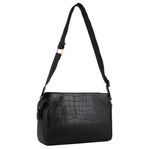 PIERRE CARDIN CROC-EMBOSSED LEATHER CROSS-BODY BAG