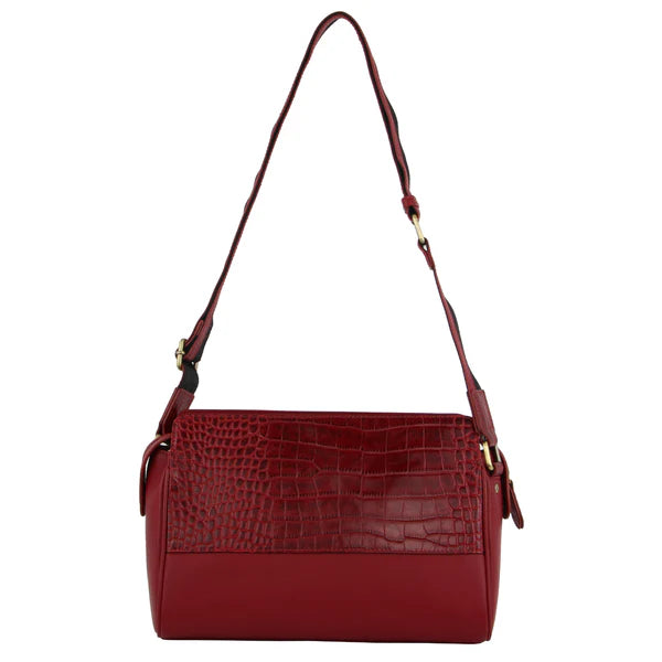 PIERRE CARDIN CROC-EMBOSSED LEATHER CROSS-BODY BAG