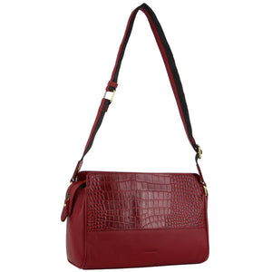 PIERRE CARDIN CROC-EMBOSSED LEATHER CROSS-BODY BAG