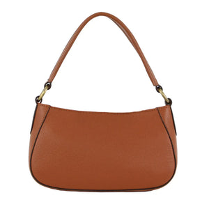 PIERRE CARDIN LADIES LEATHER FLAP OVER BAG - COGNAC