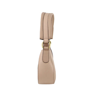 PIERRE CARDIN LADIES LEATHER FLAP OVER BAG - NUDE