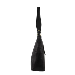 PIERRE CARDIN LADIES LEATHER STITCH-DESIGN HOBO BAG