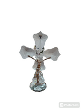 Load image into Gallery viewer, Crystal made Cross with sliver Jesus
