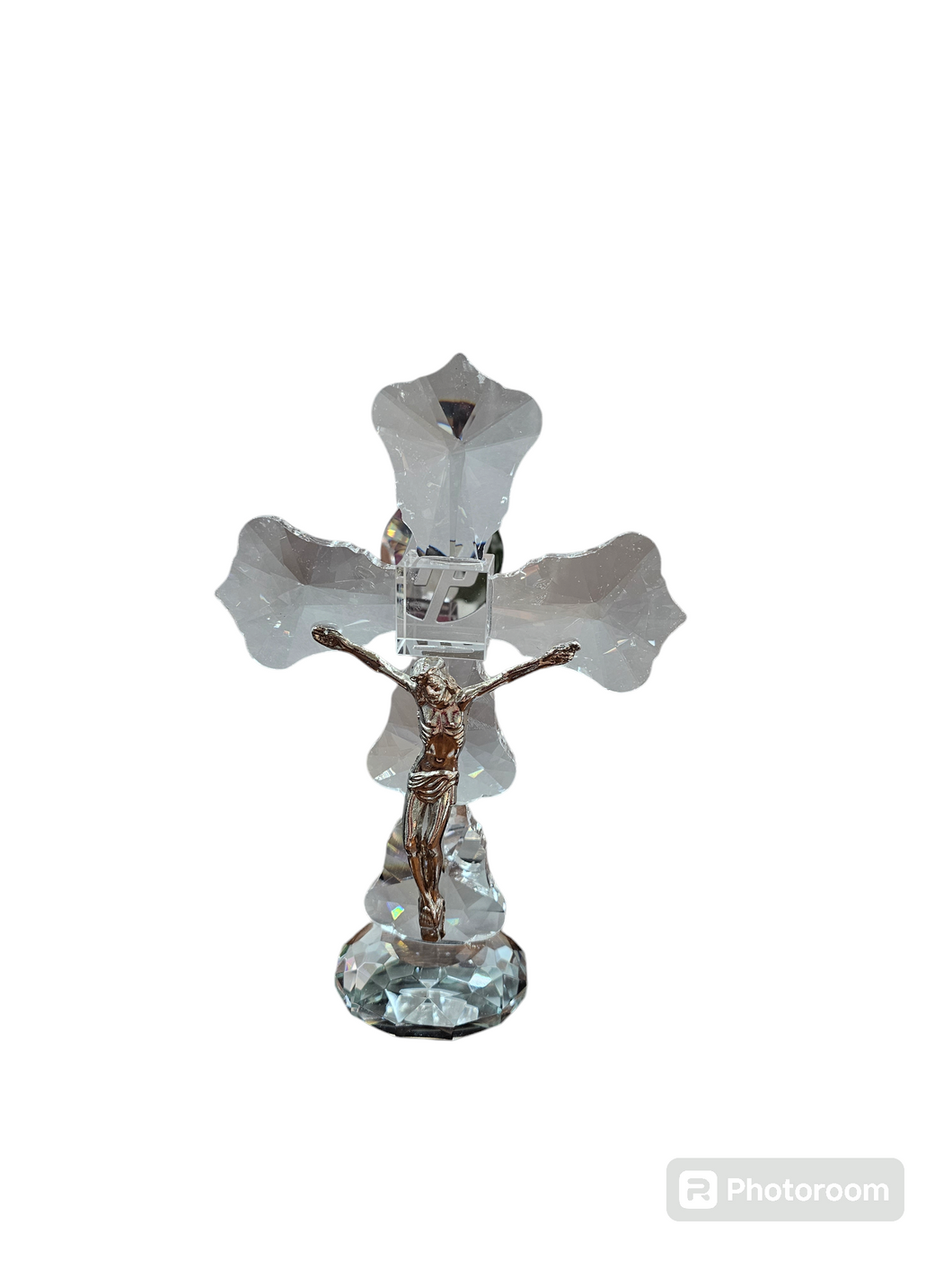 Crystal made Cross with sliver Jesus