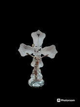 Load image into Gallery viewer, Crystal made Cross with sliver Jesus
