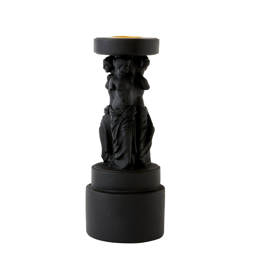 Renaissance Goddess Candle Holder - Black