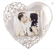 Load image into Gallery viewer, Silver Satin Heart Frame 3X3 Love Heart Frame For Wedding, Anniversary And Engagement
