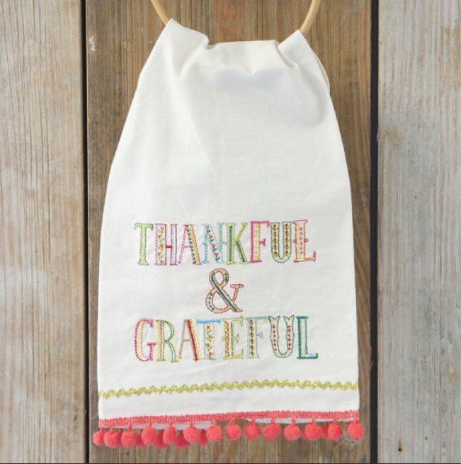 Linen Hand Towel Thankful & Grateful