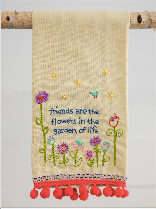 Linen Hand Towel - Friend Are The Flowers