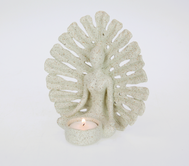 Yoga Lady in Coral Colour Finish/ tea light holder