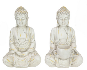 White & Gold Brushed Rulai Decor Buddha