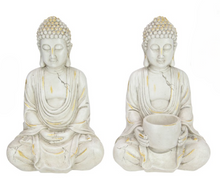 Load image into Gallery viewer, White &amp; Gold Brushed Rulai Decor Buddha
