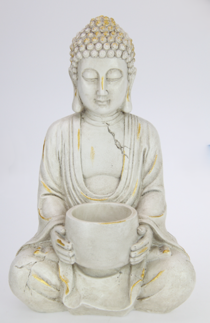 White & Gold Brushed Rulai Decor Buddha