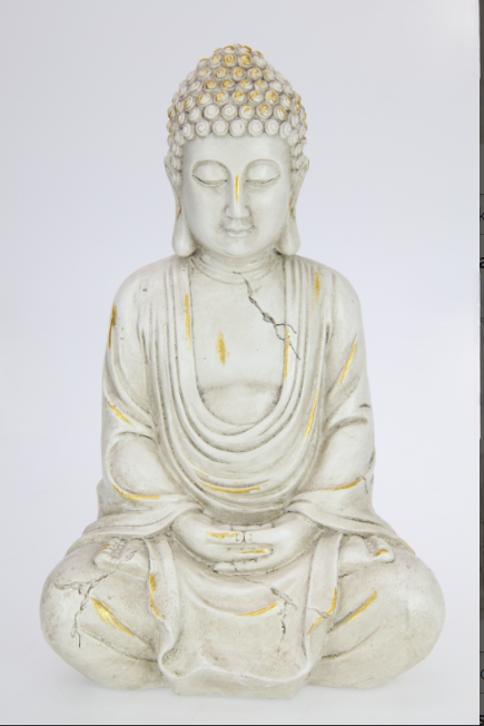 White & Gold Brushed Rulai Decor Buddha